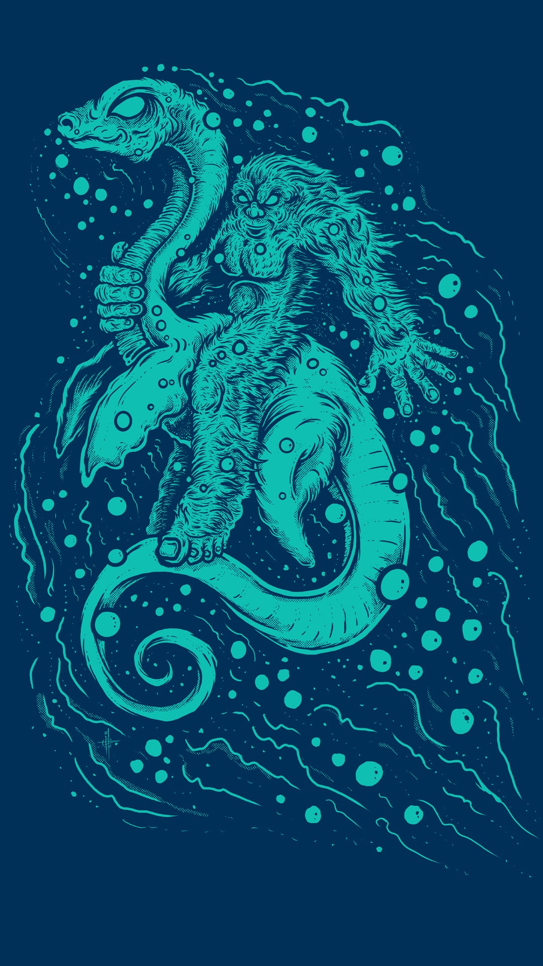 Bigfoot Riding Nessie