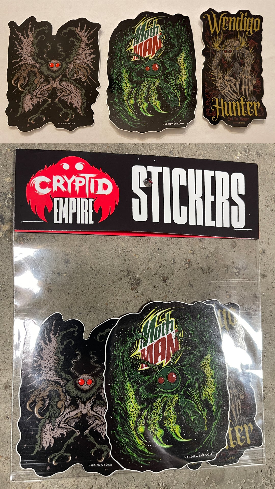 3 Sticker Pack (Mtn Mothman, Classic Mothman and Wendigo Hunter)